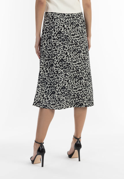 Faina Women's Midi Skirt With Leopard Print