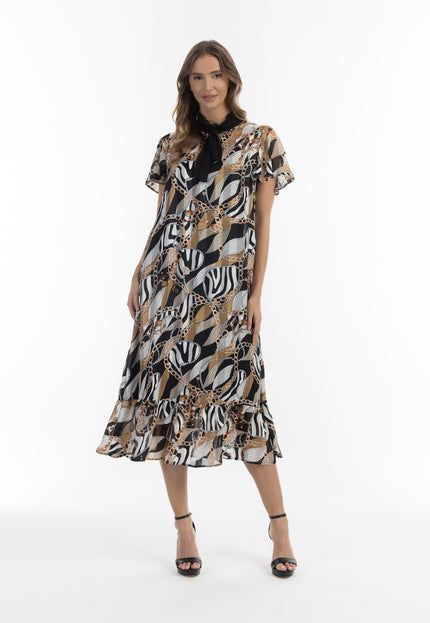 faina Damen Midi Kleid mit Allover-Print