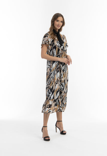 faina Damen Midi Kleid mit Allover-Print