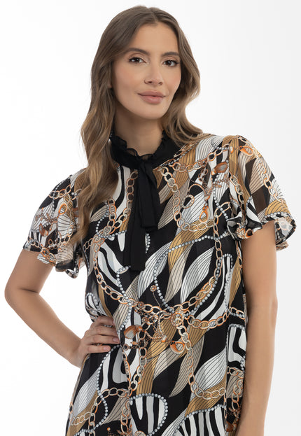 faina Damen Midi Kleid mit Allover-Print