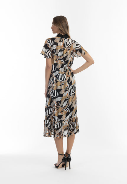 faina Damen Midi Kleid mit Allover-Print