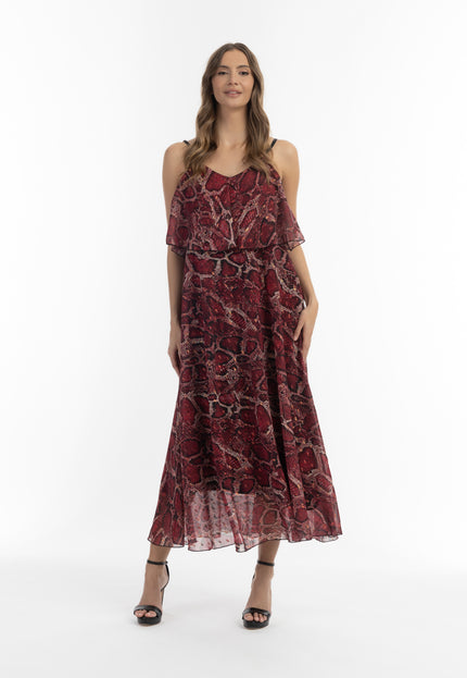 faina Damen's Schlangenprint Maxi Kleid