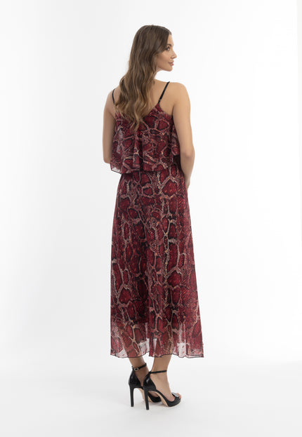 faina Damen's Schlangenprint Maxi Kleid