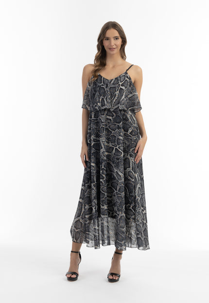 faina Damen's Schlangenprint Maxi Kleid