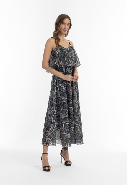 faina Damen's Schlangenprint Maxi Kleid