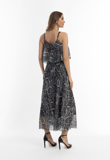 faina Damen's Schlangenprint Maxi Kleid