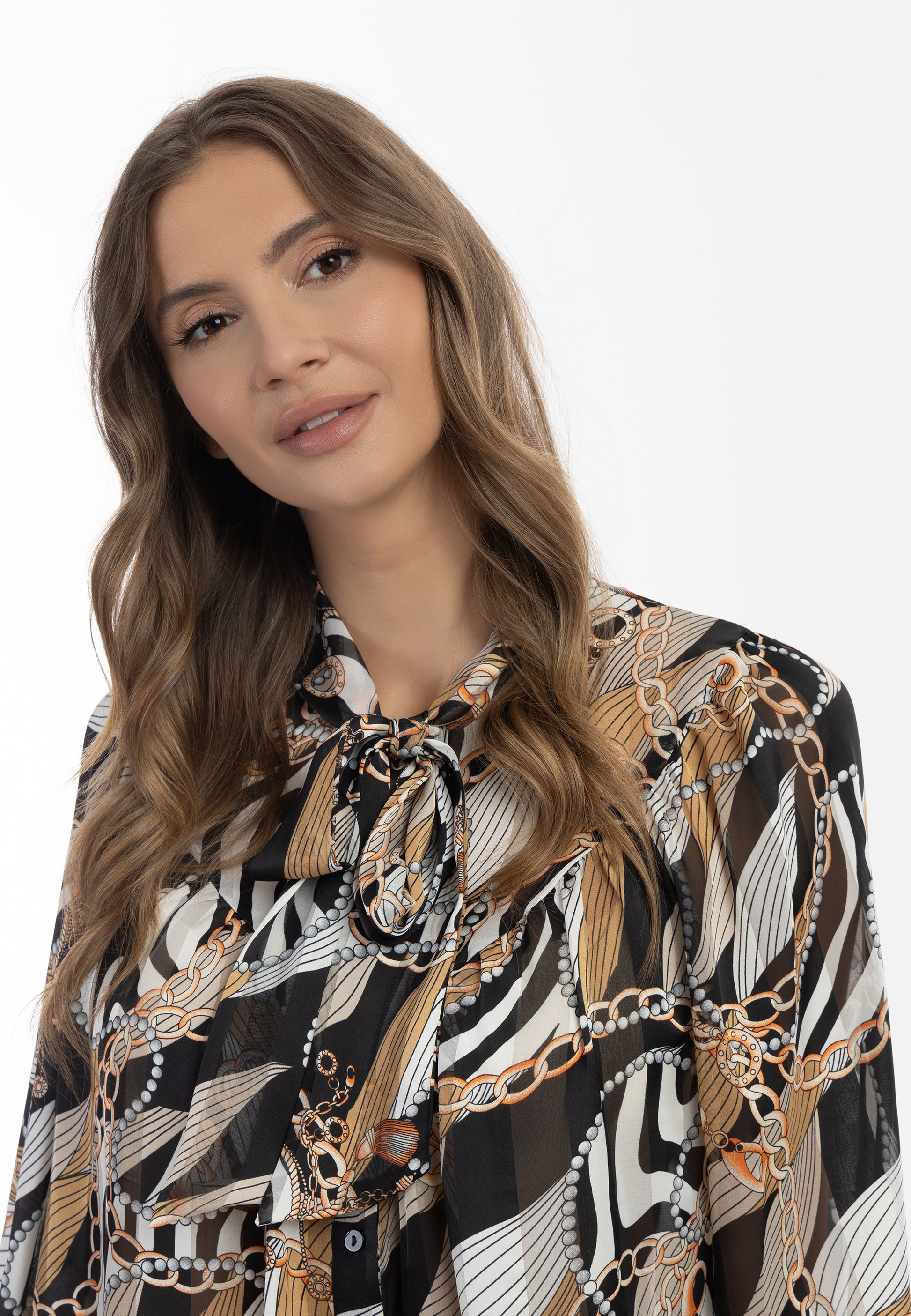 faina Kobiety Bluzka z wiązaniem przy szyi