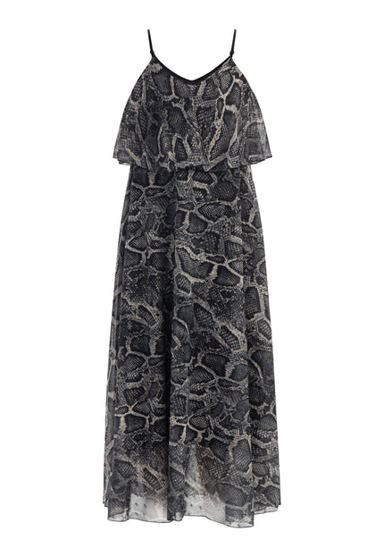 faina Damen's Schlangenprint Maxi Kleid