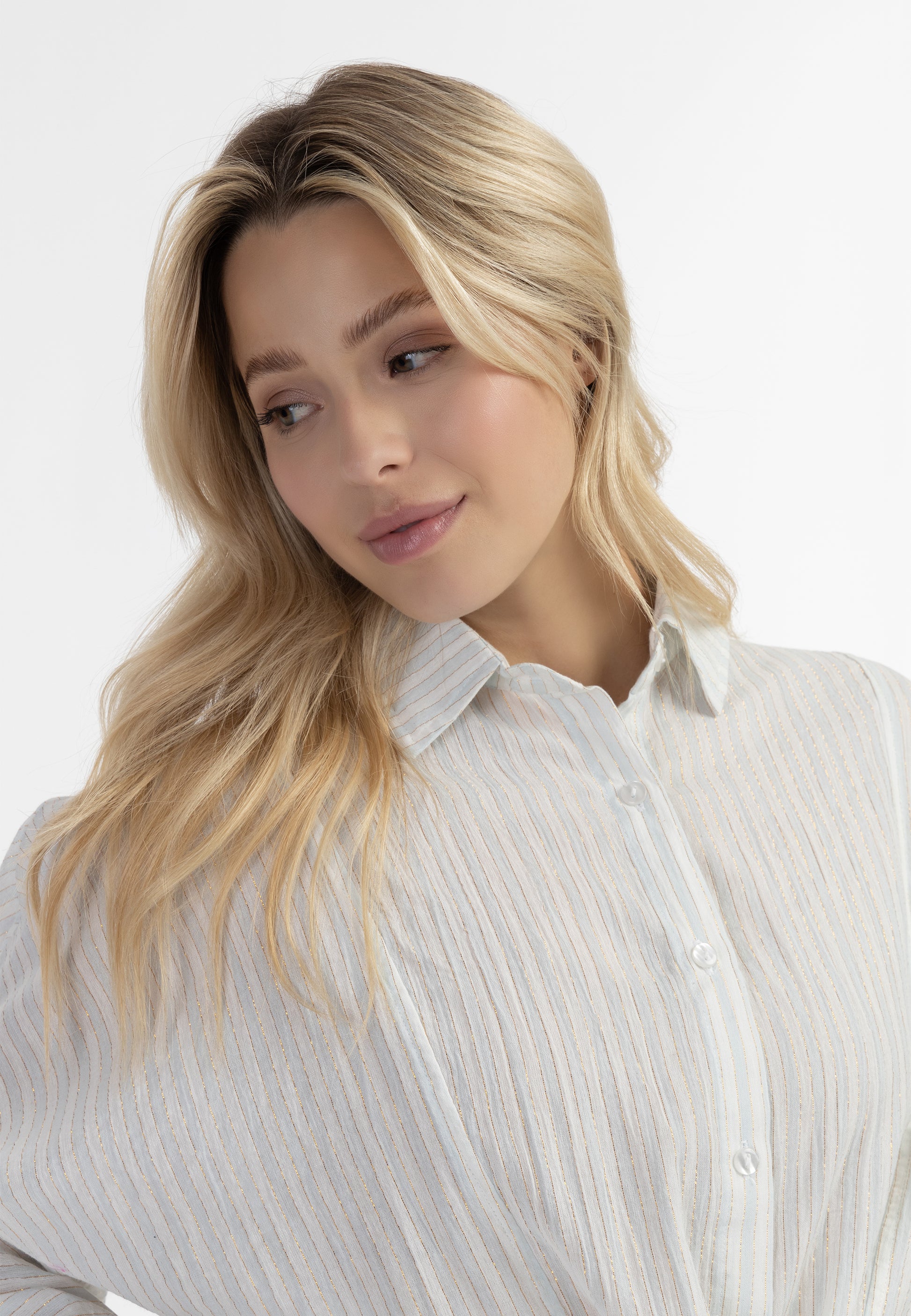 DreiMaster Vintage Damen Knotent Bluse mit langen Ärmeln