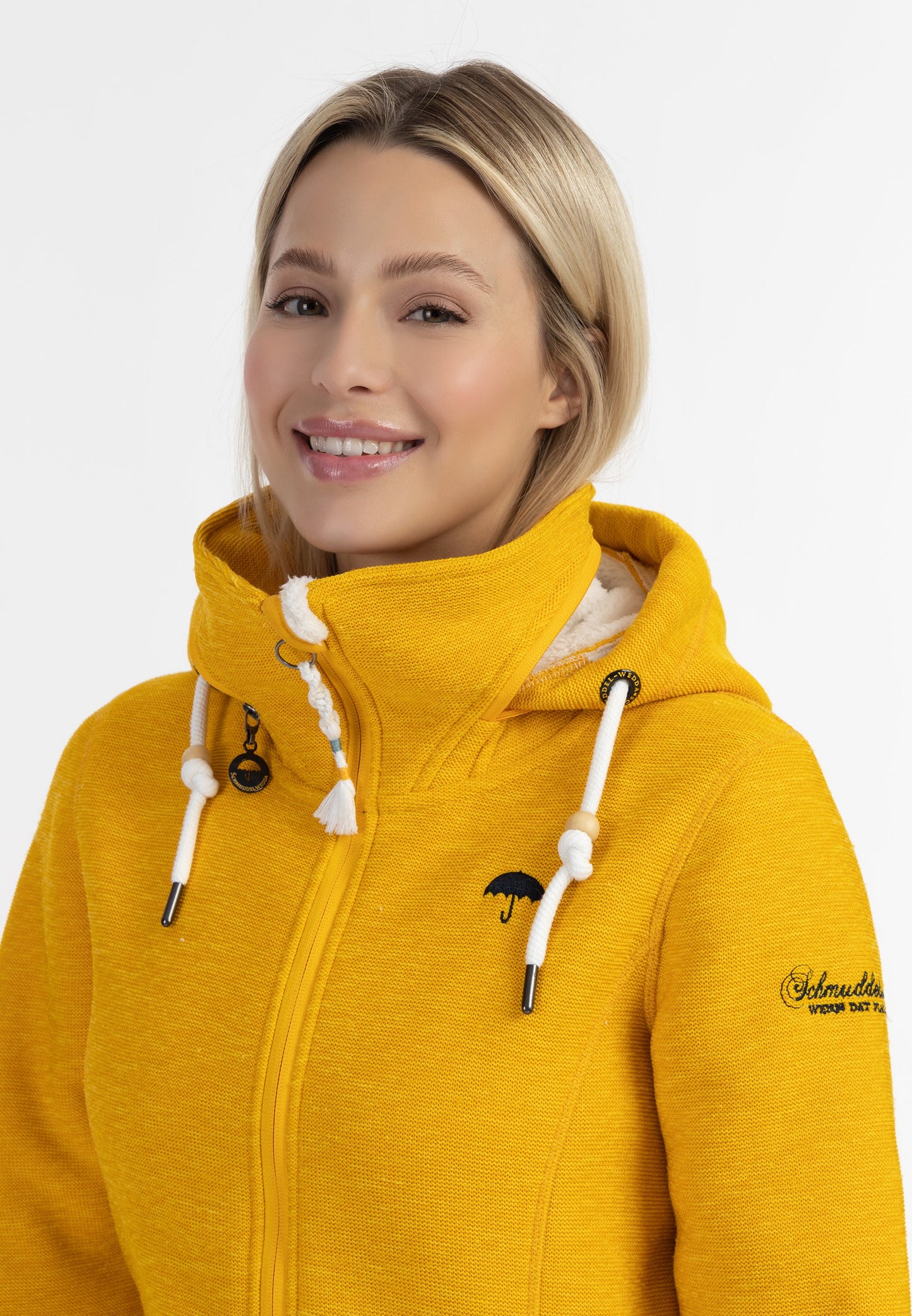 Schmuddelwedda Women's Knitted Fleece Jacket With Teddy Fur