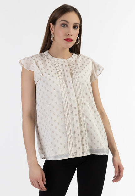 Faina Women's Blouse Shirt With Ruffle Sleeves