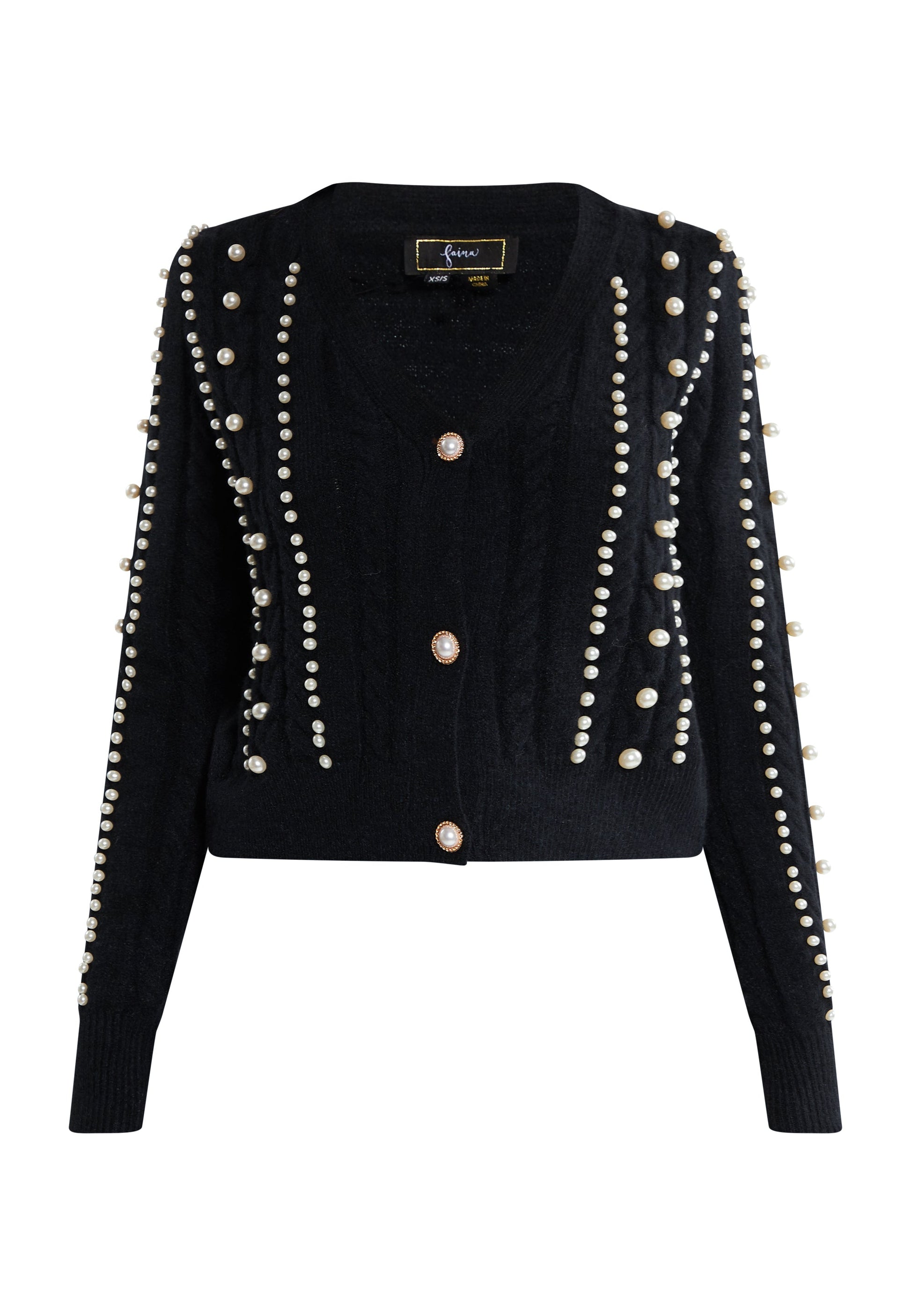 Faina Women's Cardigan With Pearls