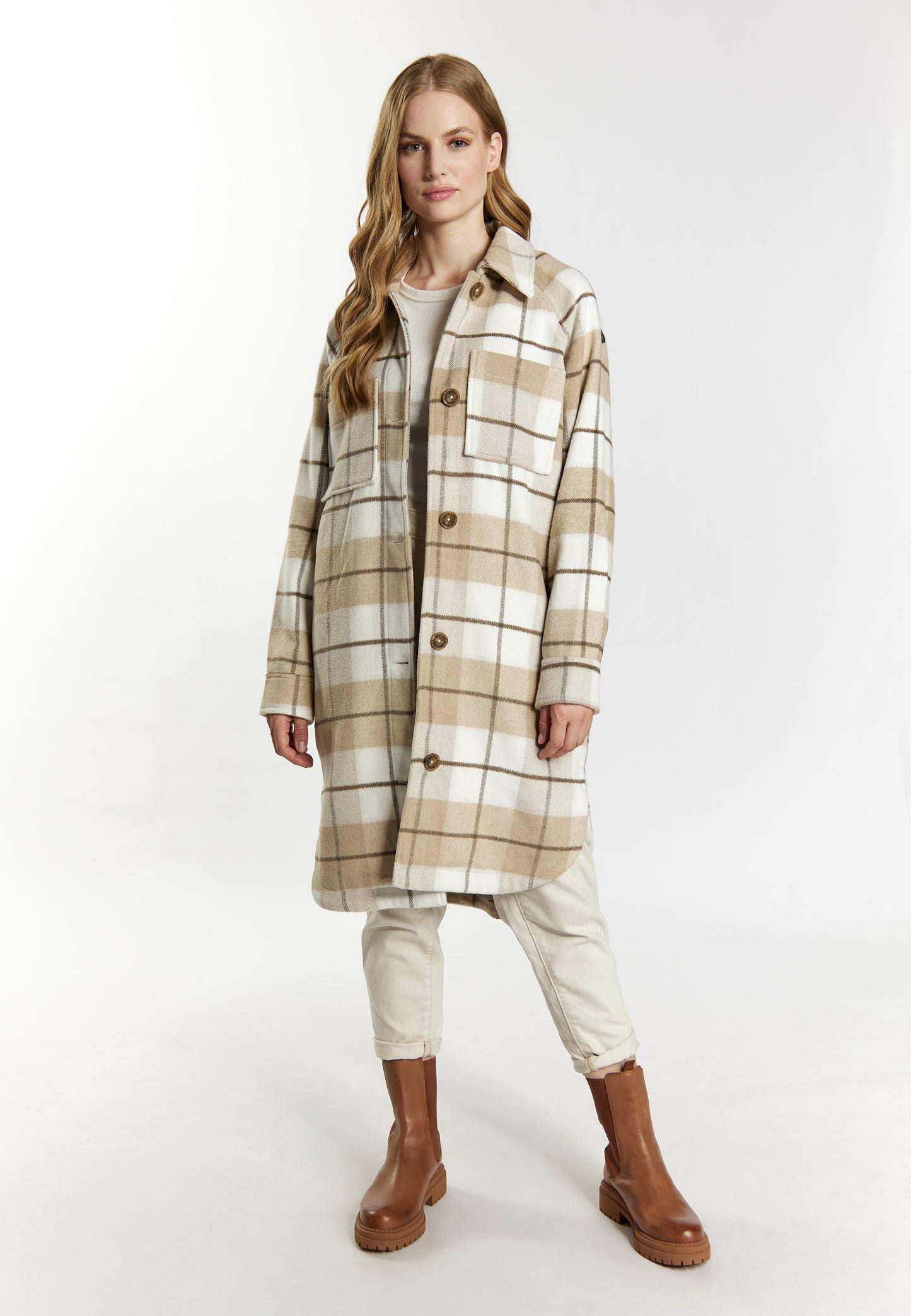 DreiMaster Vintage Women's Shirt Jacket With A Checked Pattern