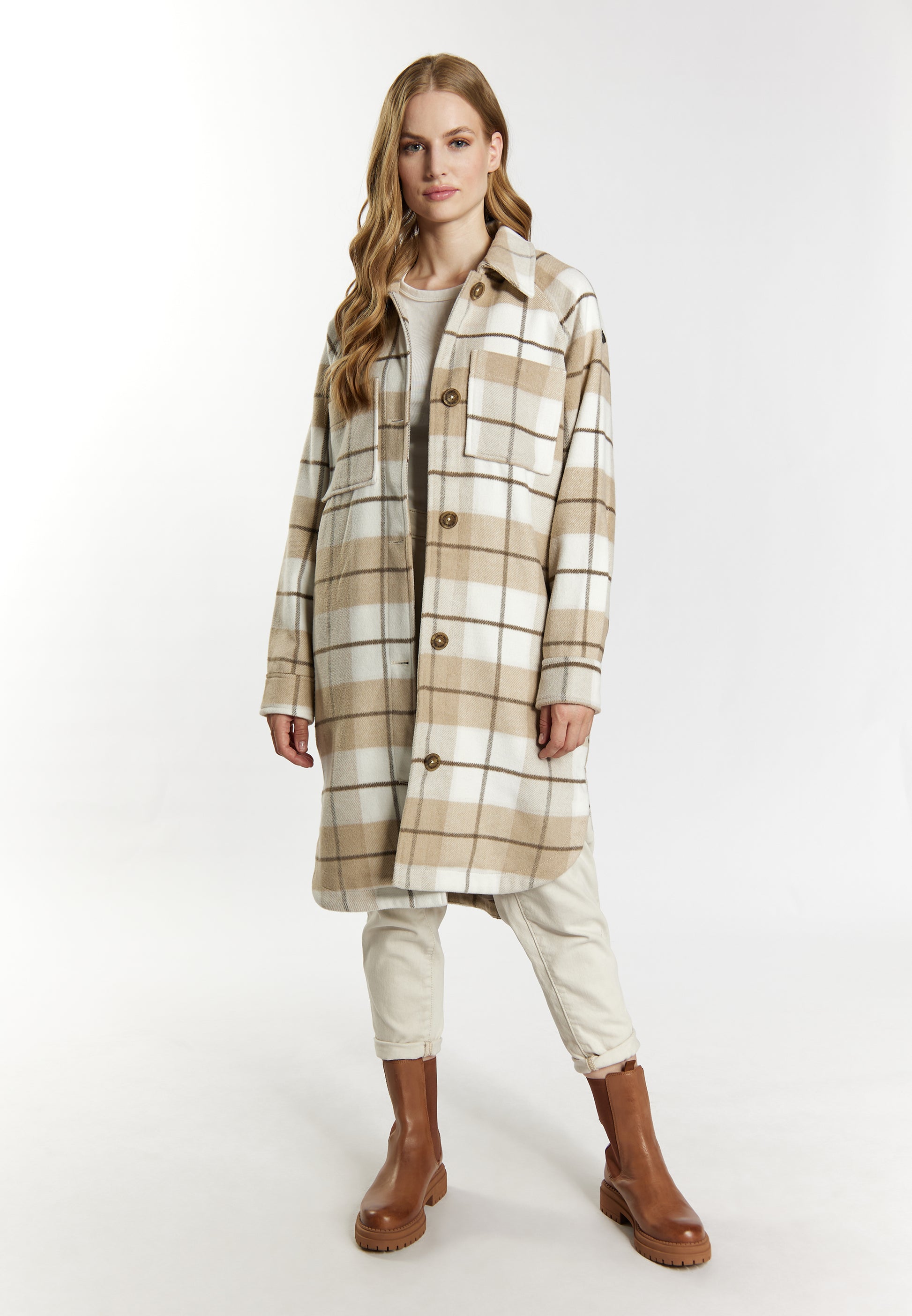 DreiMaster Vintage Women's Shirt Jacket With A Checked Pattern