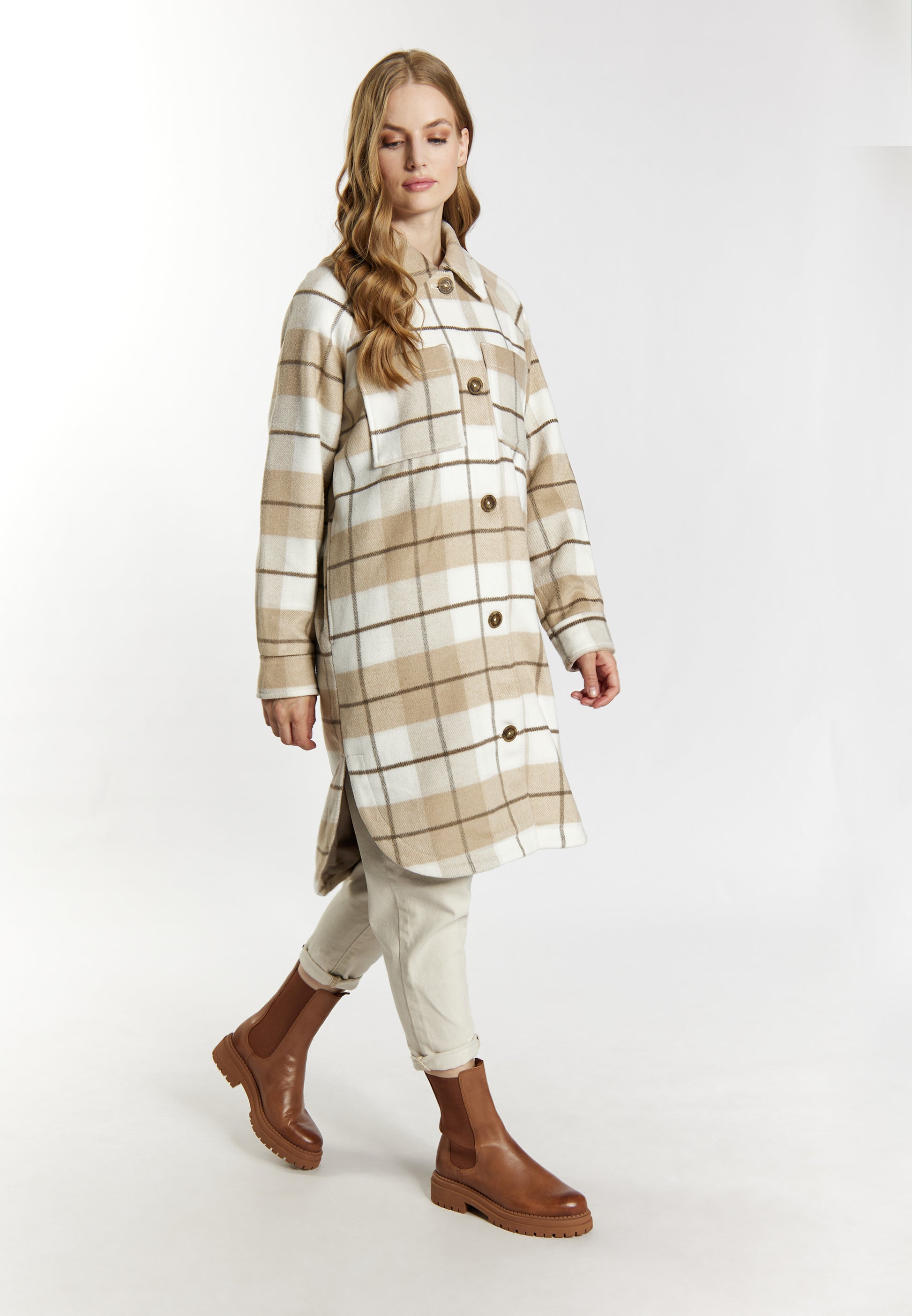 DreiMaster Vintage Women's Shirt Jacket With A Checked Pattern