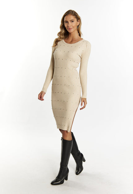 Faina Women's Rib Knit Dress With Rhinestones