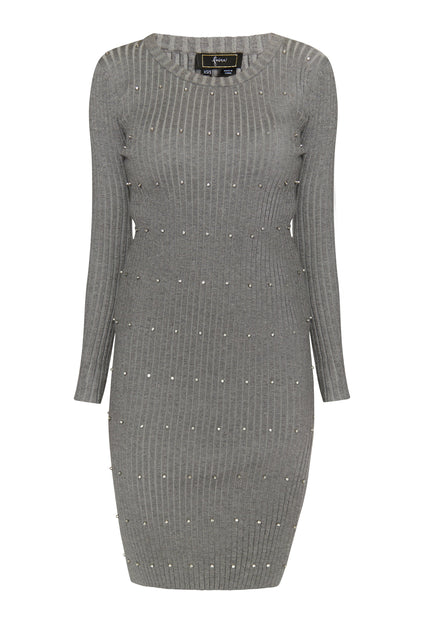 Faina Women's Rib Knit Dress With Rhinestones