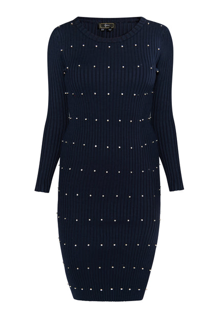 Faina Women's Rib Knit Dress With Rhinestones