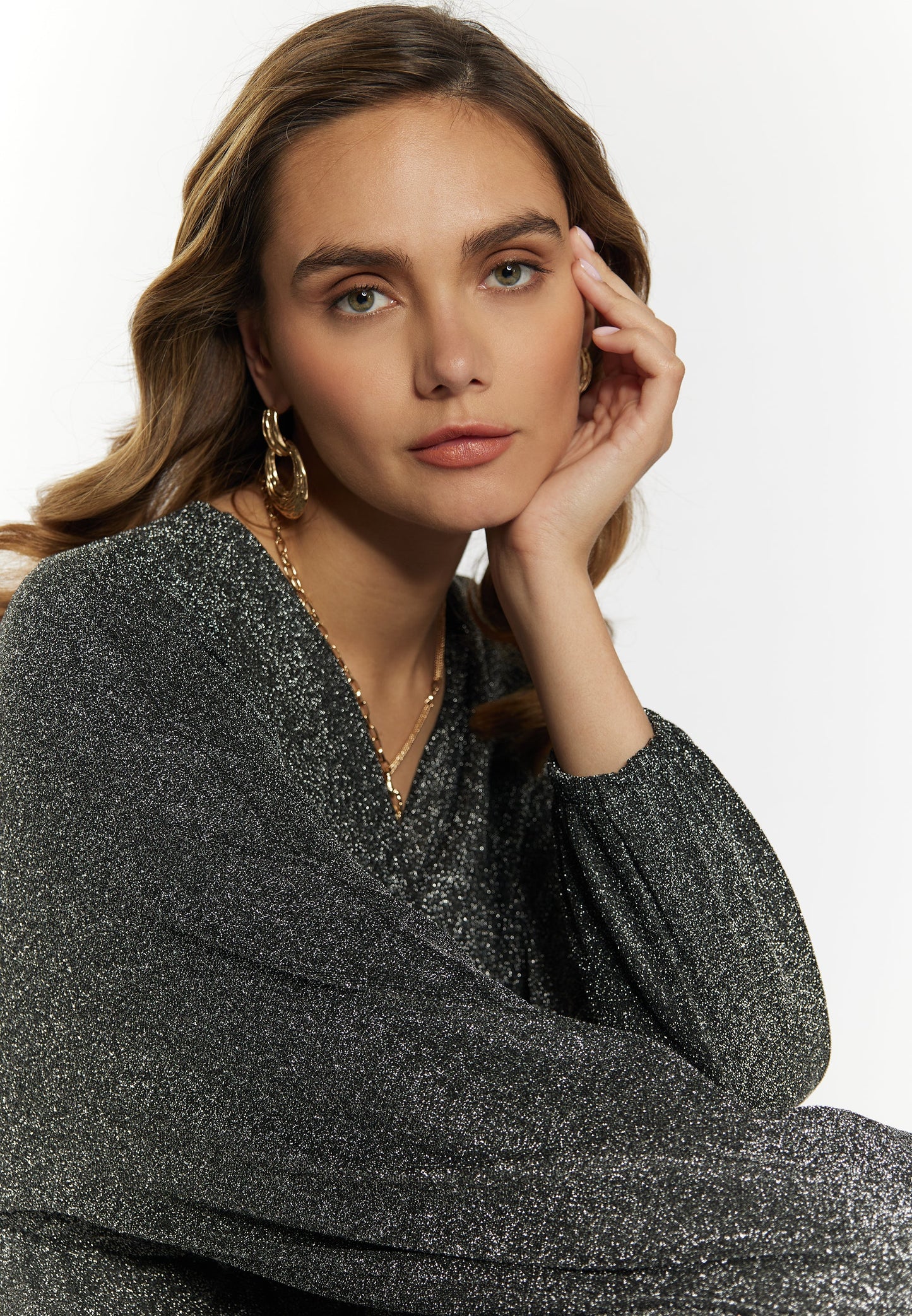 Faina Women's Evening Dress With Shiny Yarn