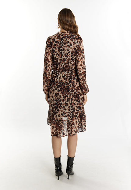 Faina Women's Dress With Leopard Print