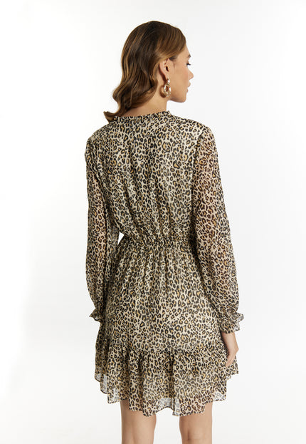 faina Damen Mini Kleid mit Leopardenmuster