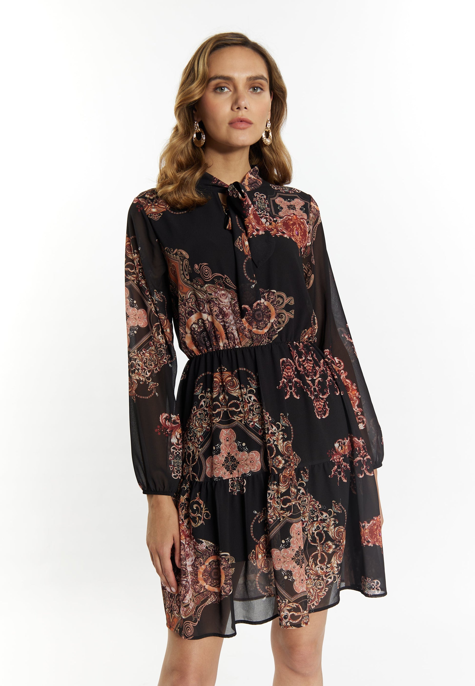 Faina Women's Dress With Baroque Print