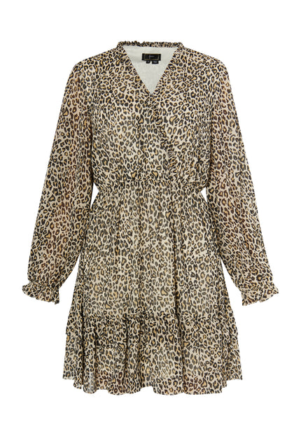 faina Damen Mini Kleid mit Leopardenmuster