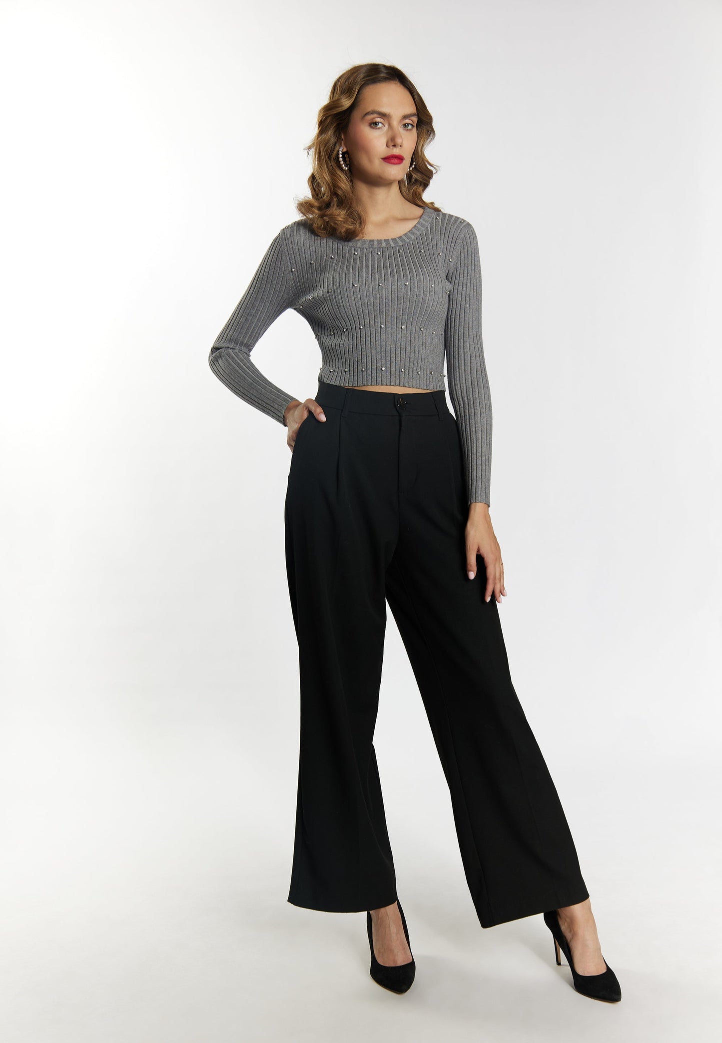 Faina Women's Sweater With Rhinestones