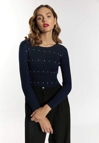 Faina Women's Sweater With Rhinestones