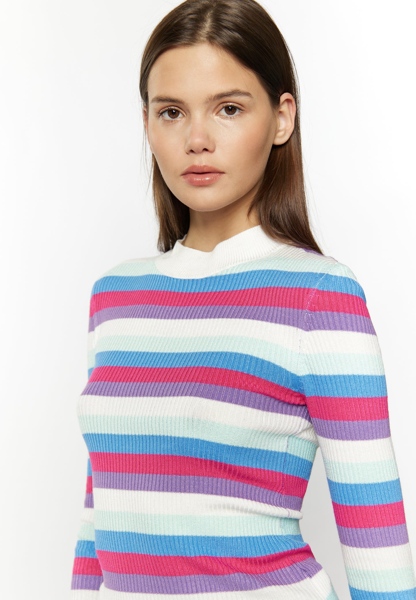 myMo Kobiety Sweter z prążkowanego dzianiny