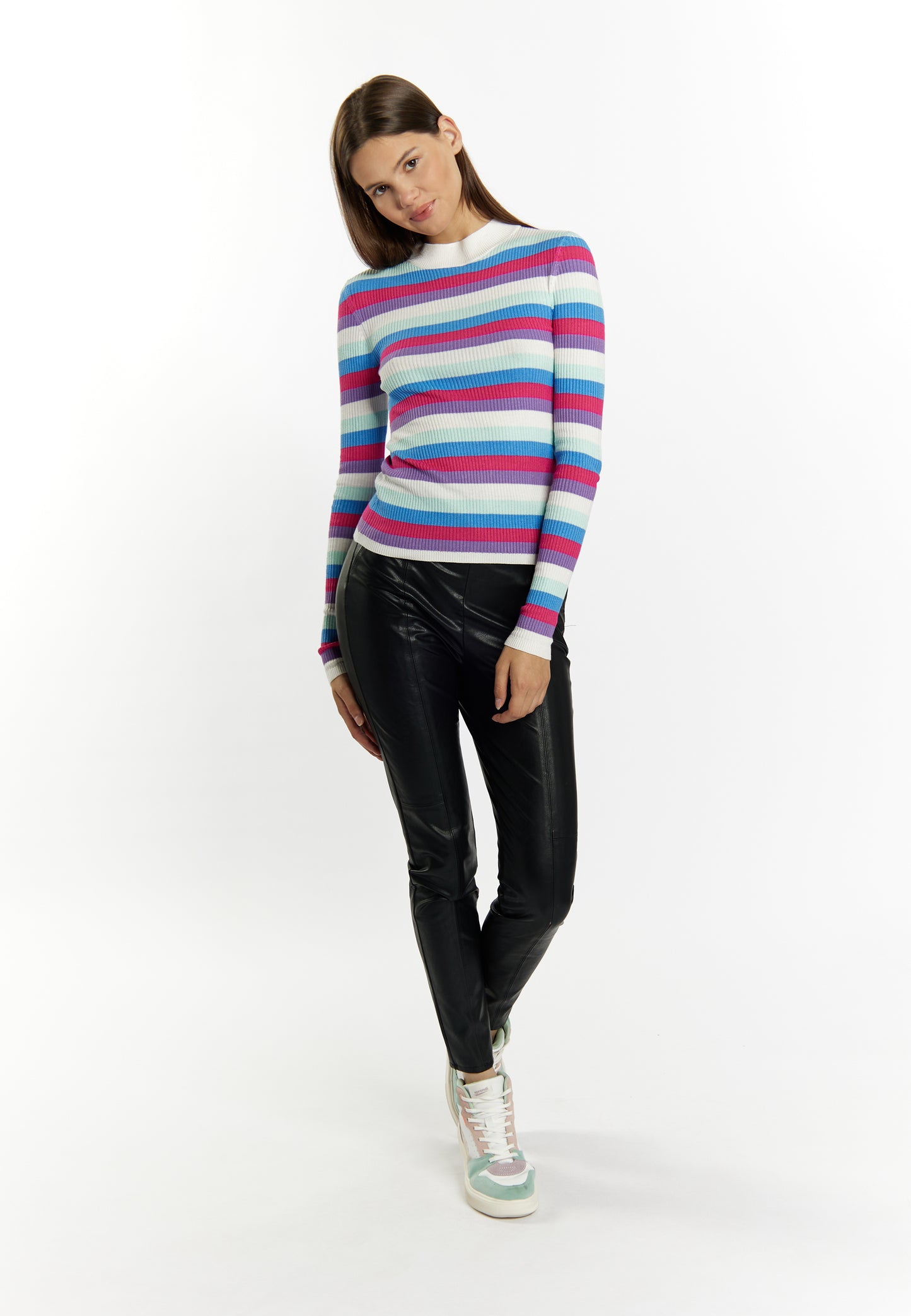 myMo Kobiety Sweter z prążkowanego dzianiny