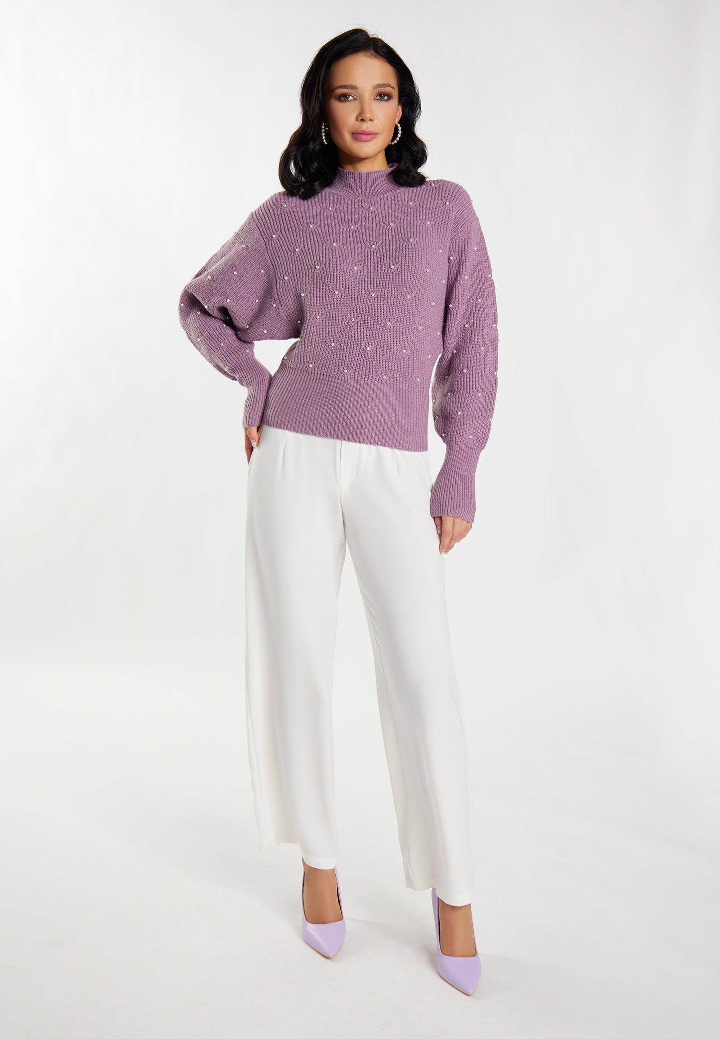 Faina Women's Knitted Sweater With Pearls