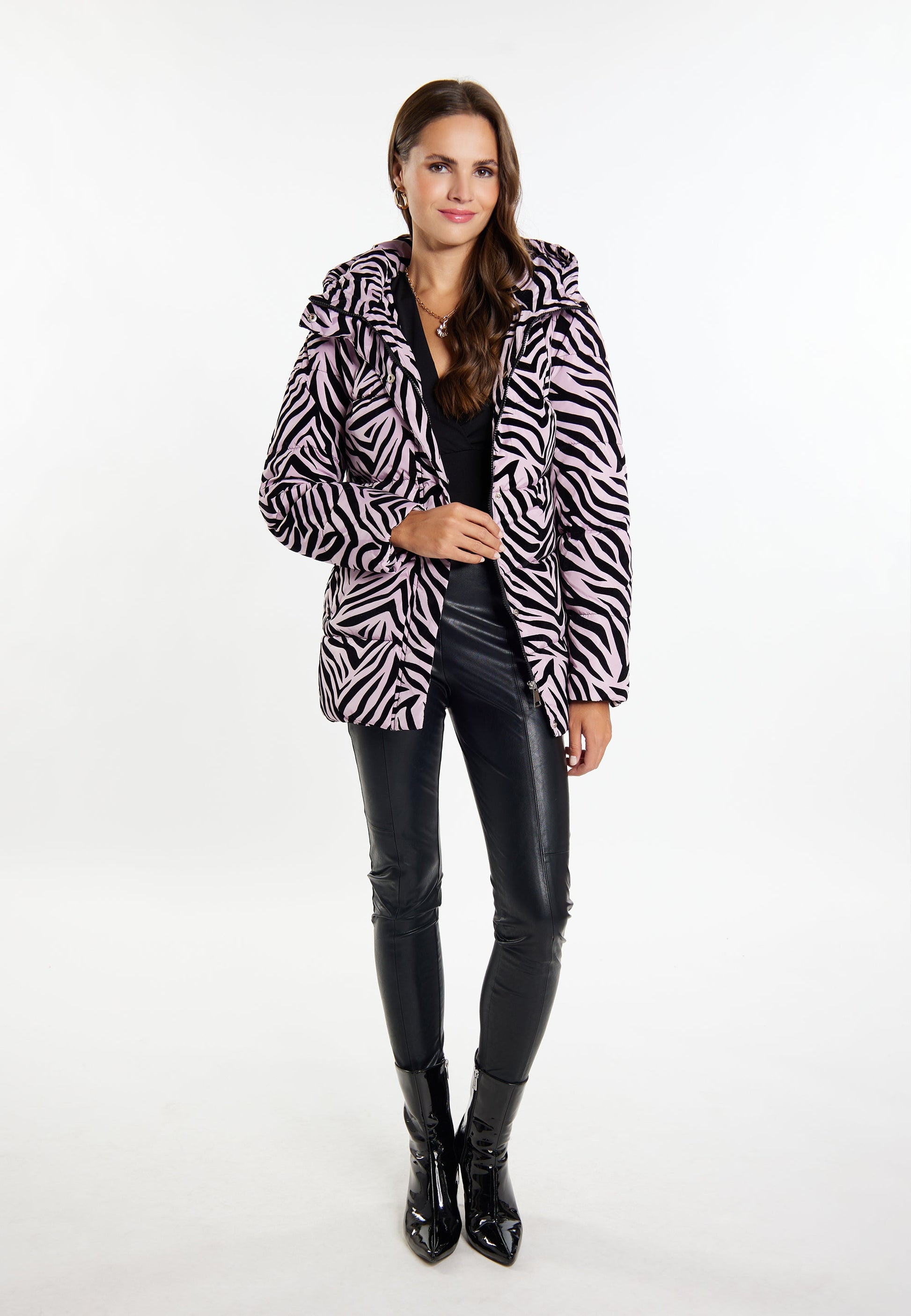 Faina Women's Zebra Print Quilted Jacket