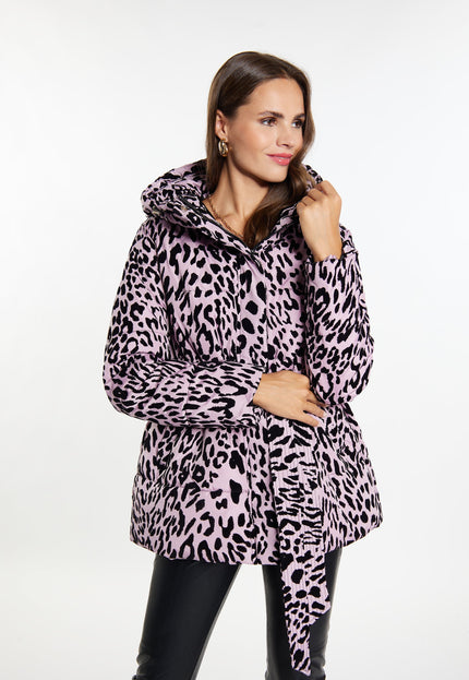 Faina Women's Quilted Jacket With Leopard Print