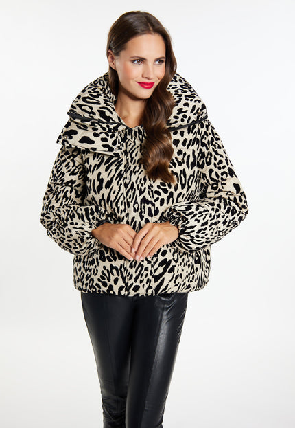 Faina Women's Quilted Jacket With Leopard Print