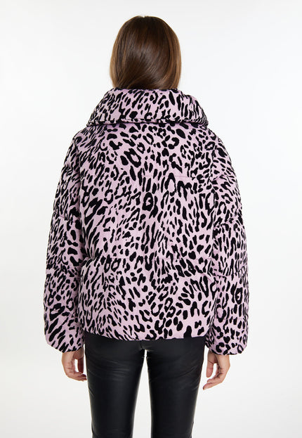 Faina Women's Quilted Jacket With Leopard Print