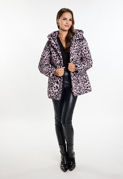 Faina Women's Quilted Jacket With Leopard Print