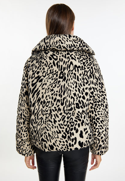 Faina Women's Quilted Jacket With Leopard Print