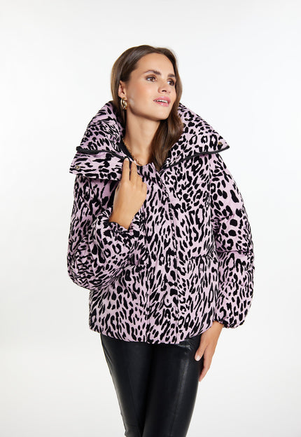 Faina Women's Quilted Jacket With Leopard Print