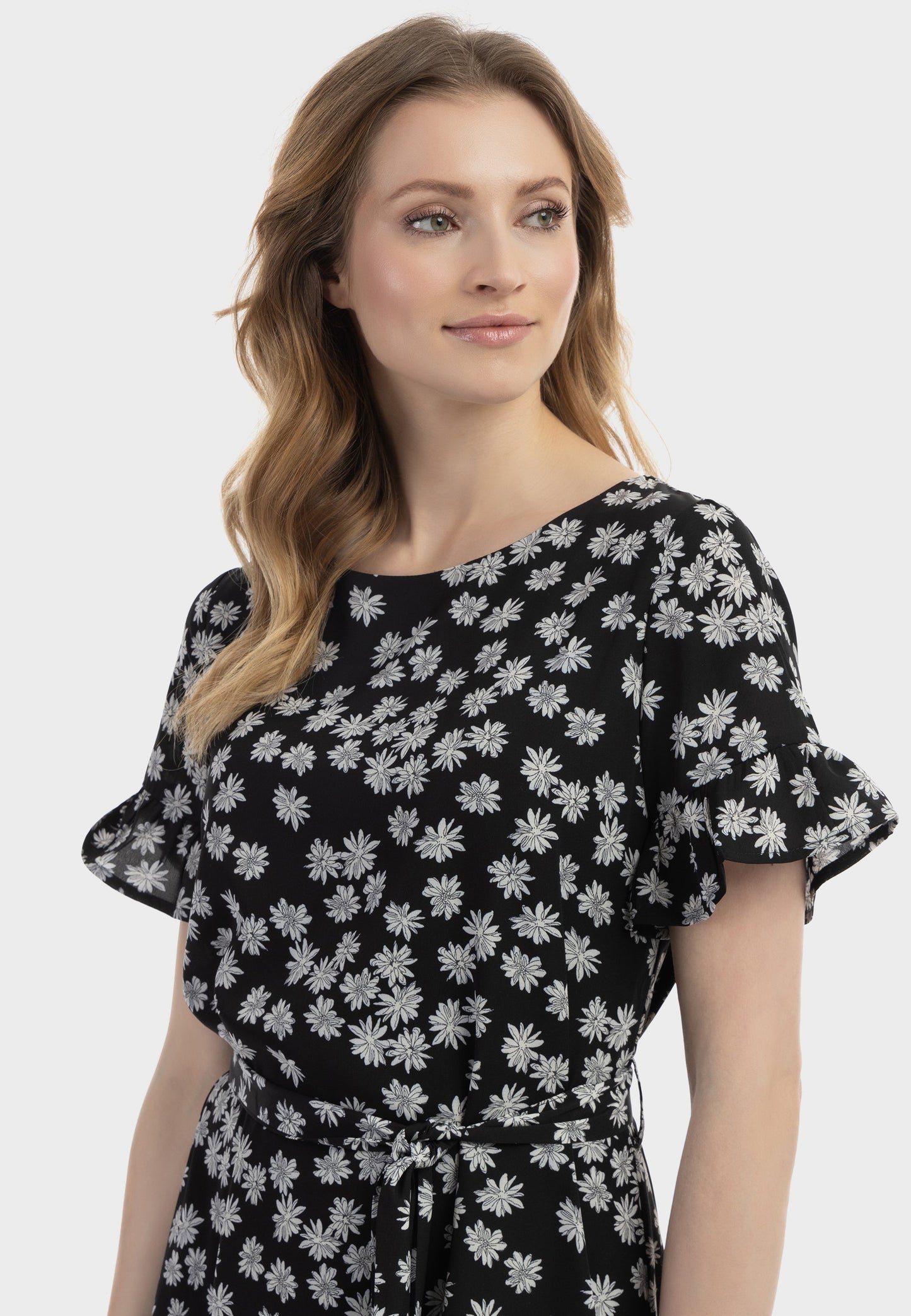 Usha Women's Midi Dress With Ruffles