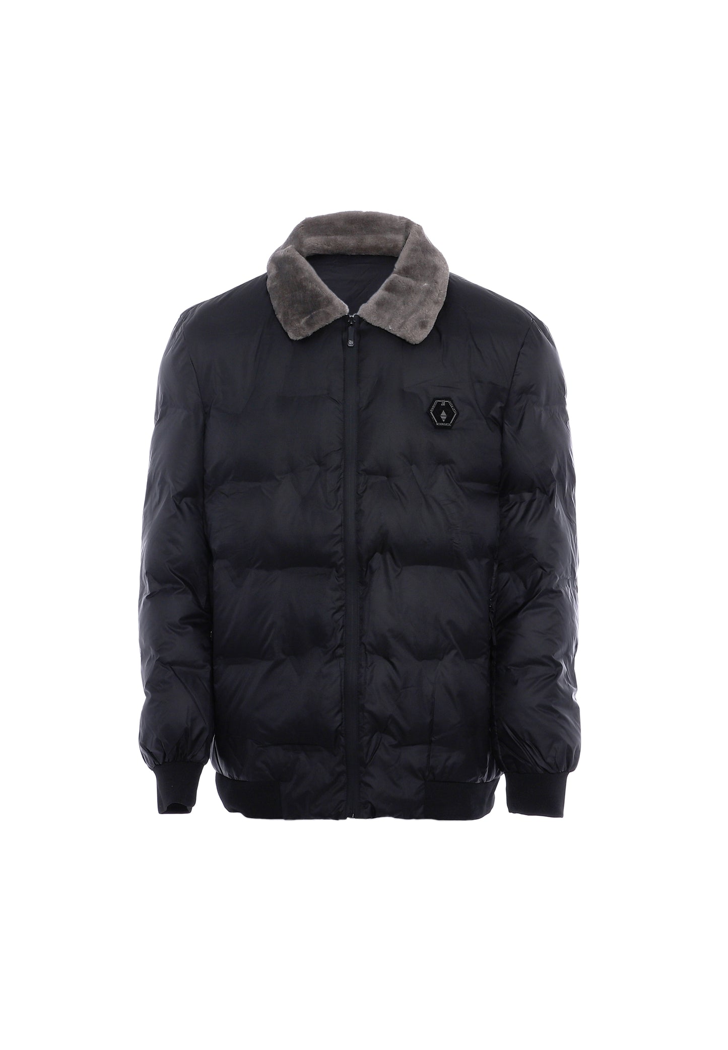 TALOON Herren Steppjacke mit Kunstpelzkragen