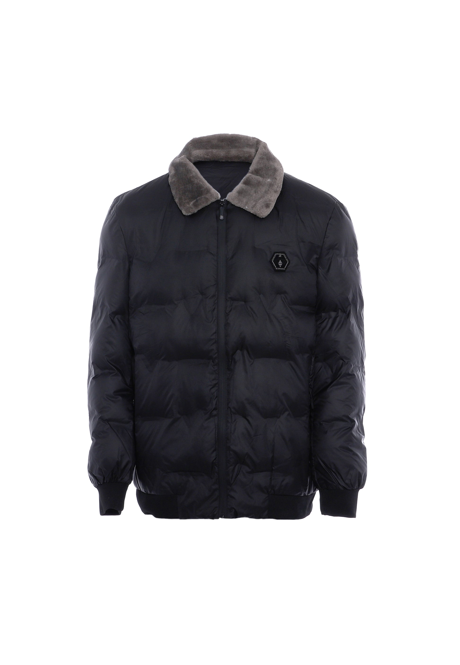 TALOON Herren Steppjacke mit Kunstpelzkragen