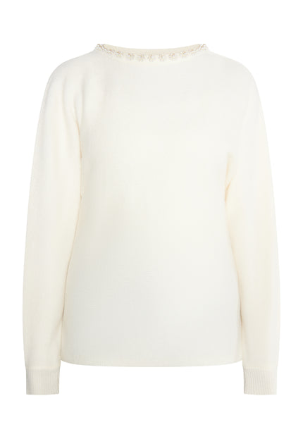 usha Damen Pullover mit Perlen