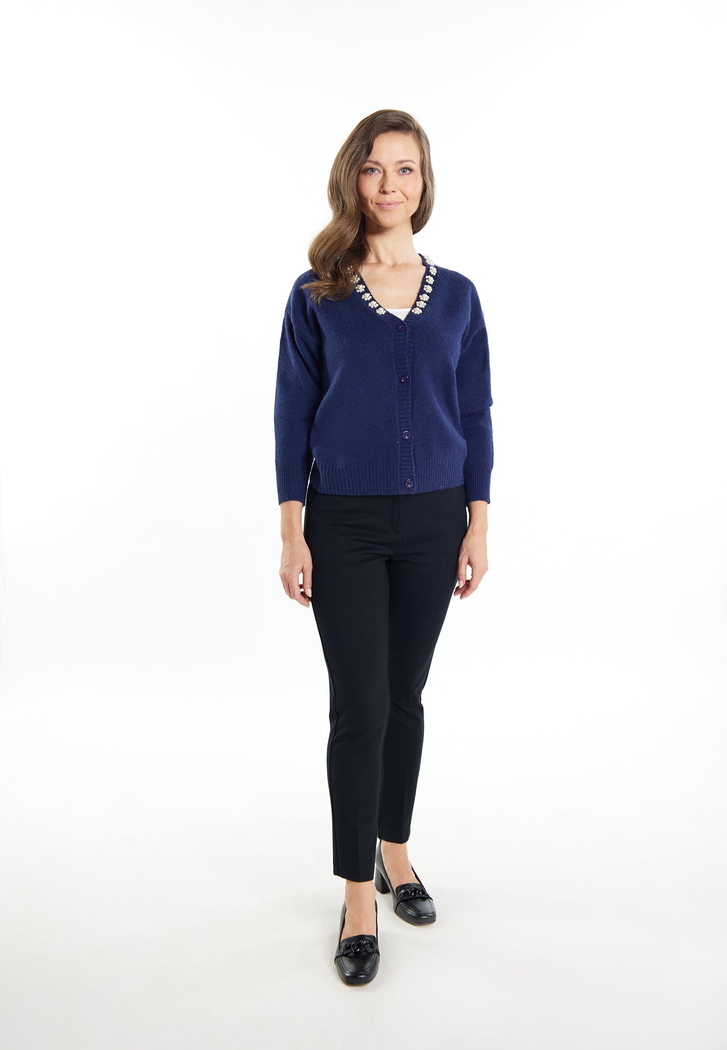 usha Women's Cardigan With Pearl