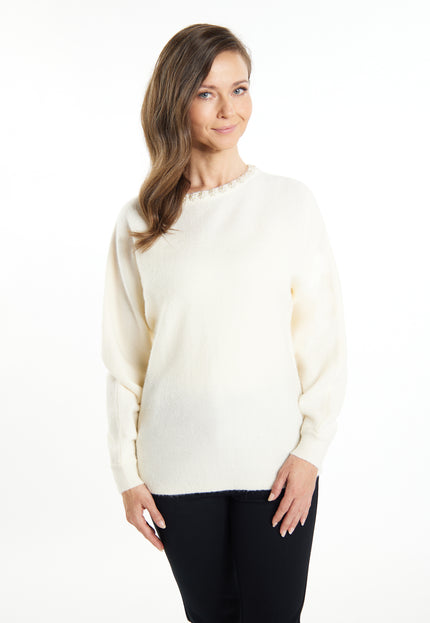 usha Damen Pullover mit Perlen