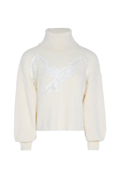 Faina Women's Turtleneck Sweater With Lace