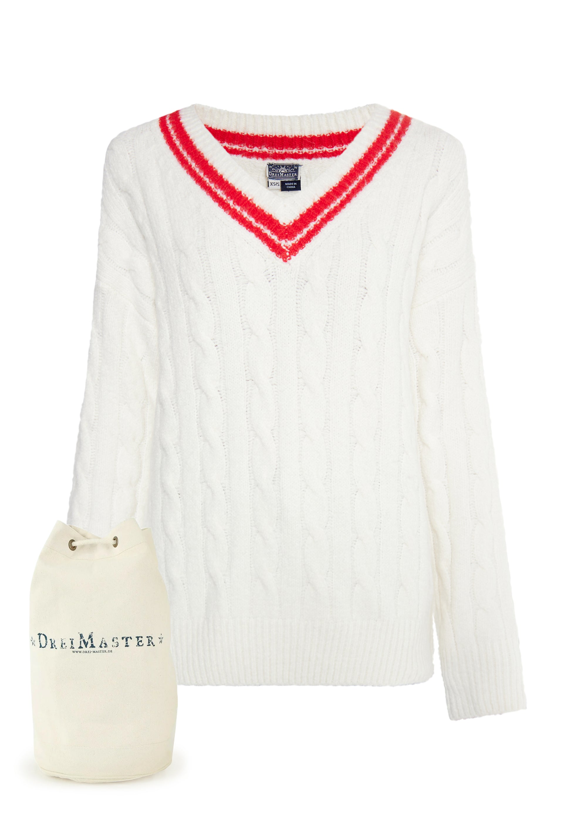 DreiMaster Maritim Kobiety sweter dziany + zestaw torba na zakupy